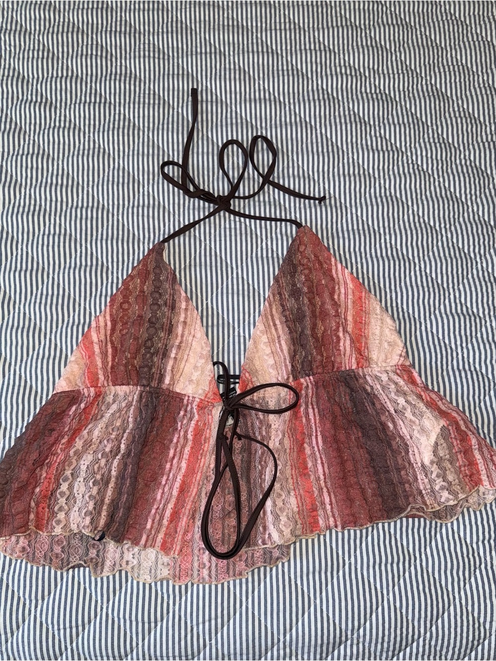 Forever 21 Multicolor Striped Lace Halter Camisole